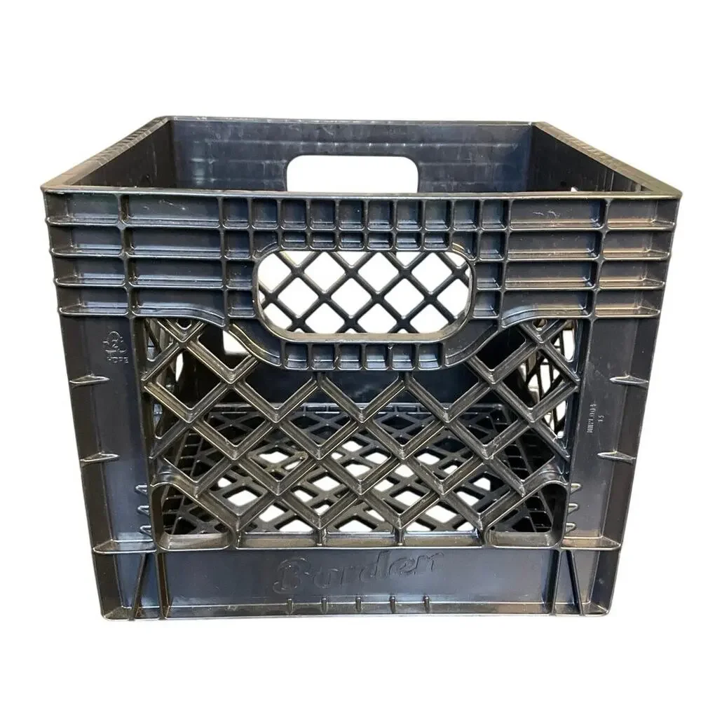 Vintage Borden Milk Crate Black Plastic Dairy Advertising Made USA 13x13